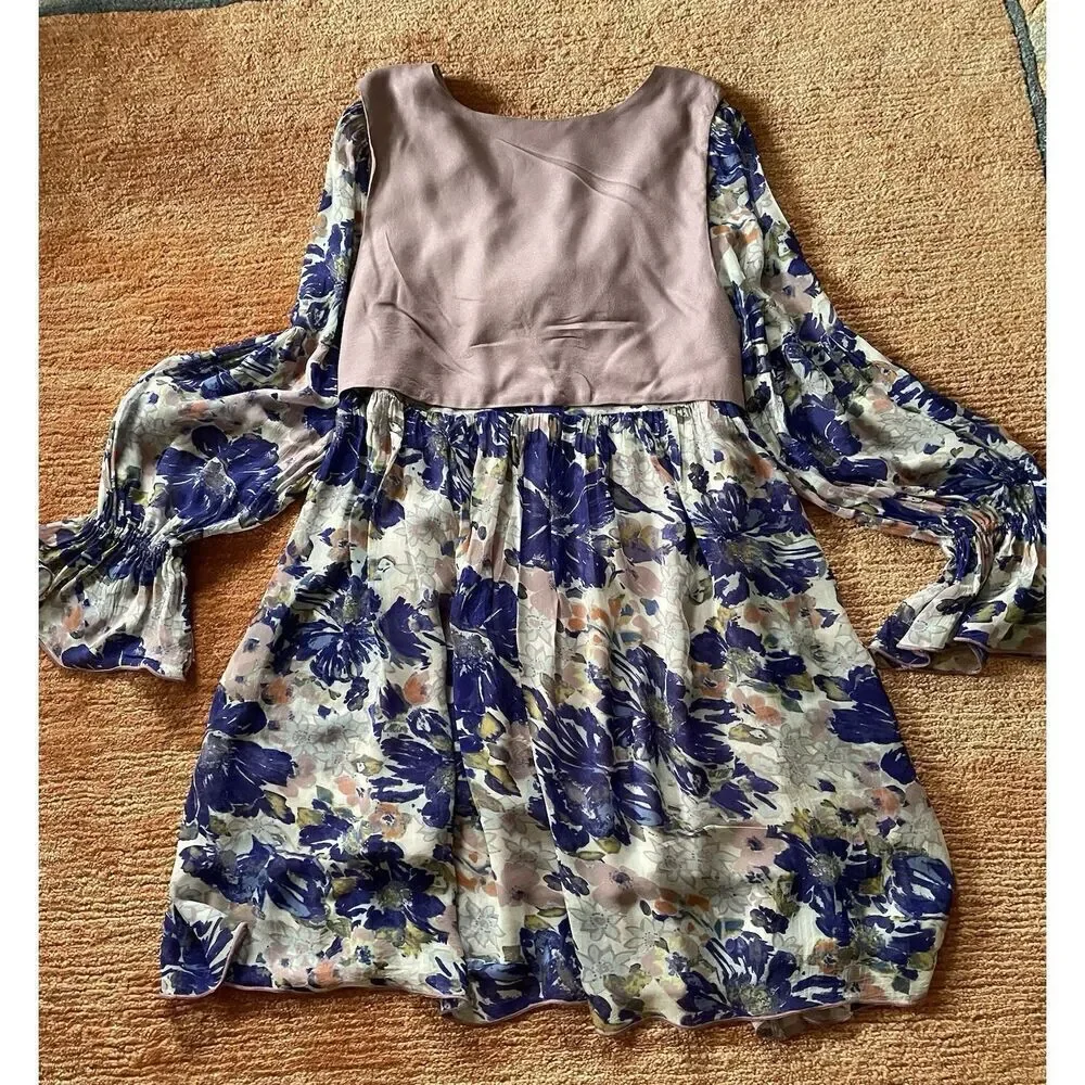 Free People Alice Vested Layered Dress Floral Purple Size SP